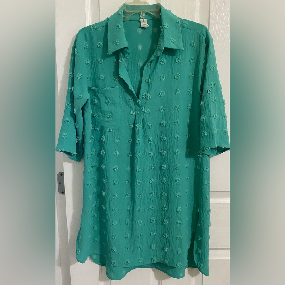 B…WOMENS TEAL TUNIC-BEACH COVER -UP
